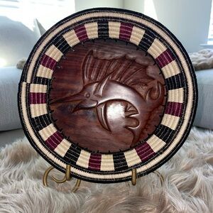 Unique Hand Carved Wooden Plate